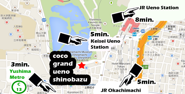 tokyo-shortstay-hotels-coco-grand-ueno-shinobazu-map